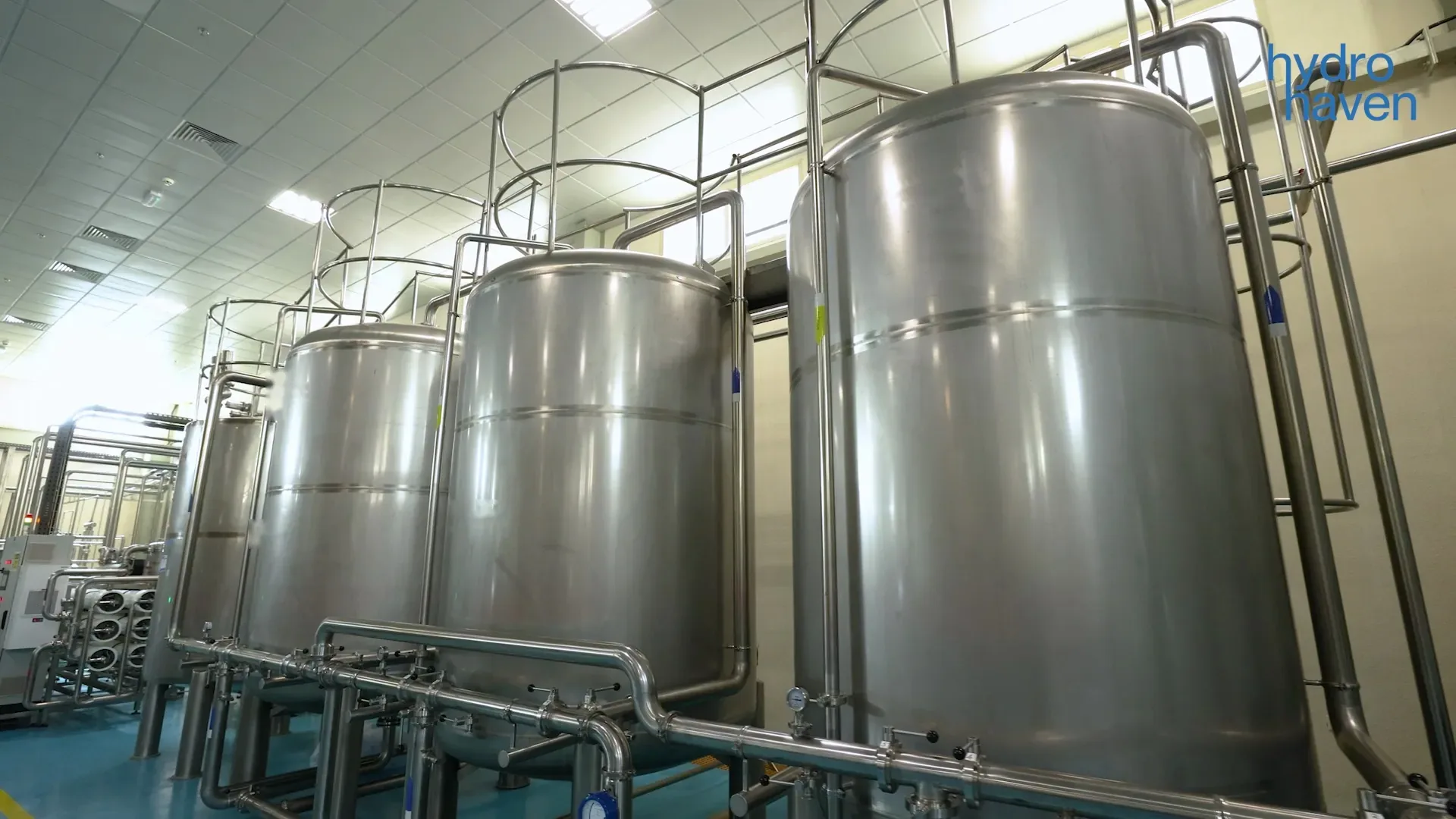 Stainless-steel tanks, the protected environment Hydro Haven water is kept in