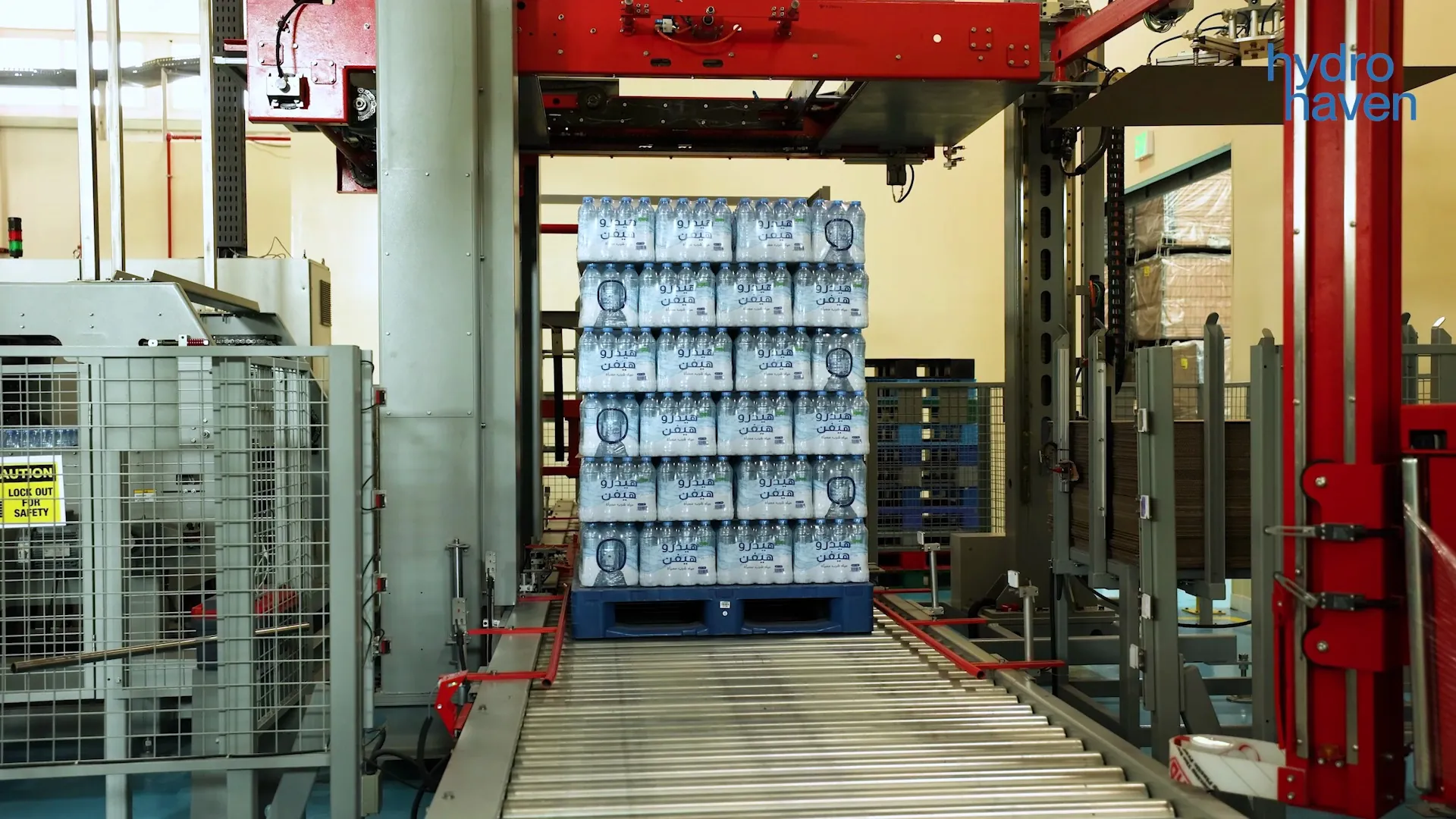 Automated palletizing at Hydro Haven's facility